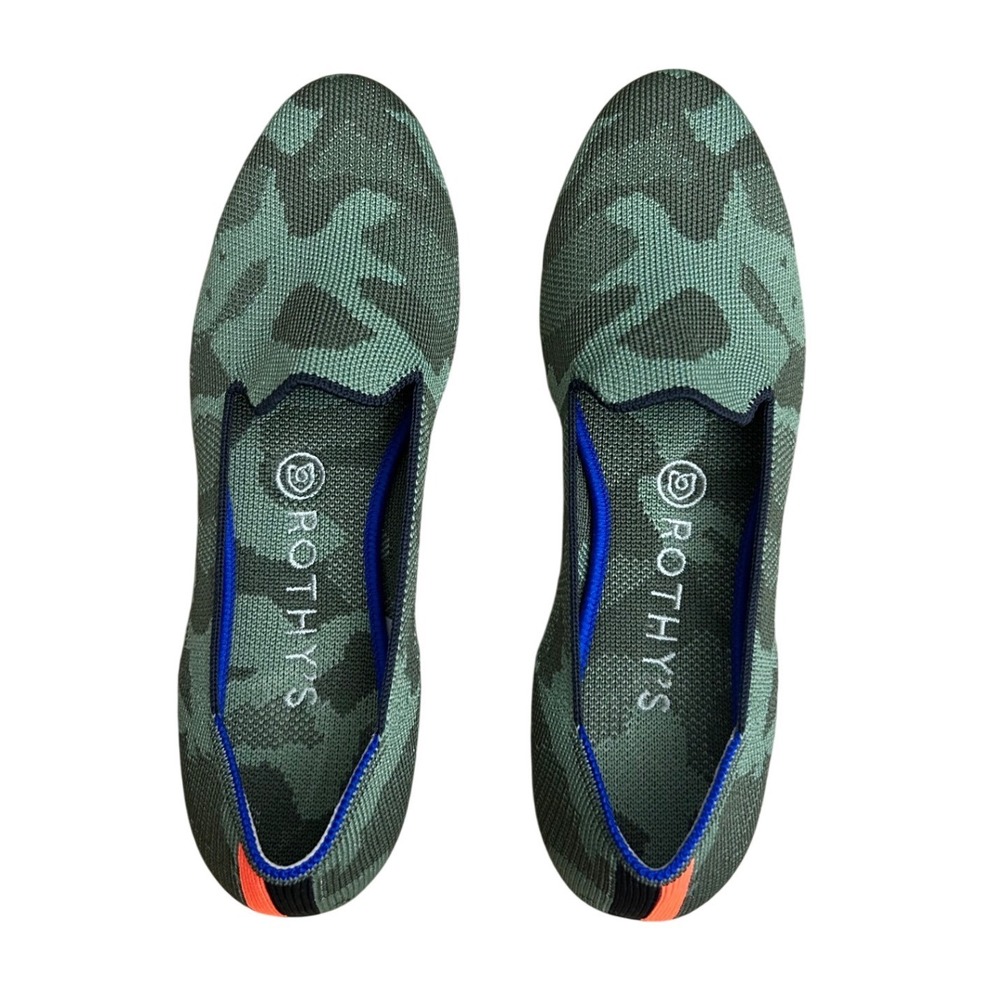 Rothys The Loafer Forest‎ Camo Green Camouflage Knit Slip On Flats Womens 8